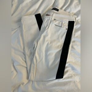 Ralph Lauren 400 Black Label White Skinny Jeans with Black Stripes